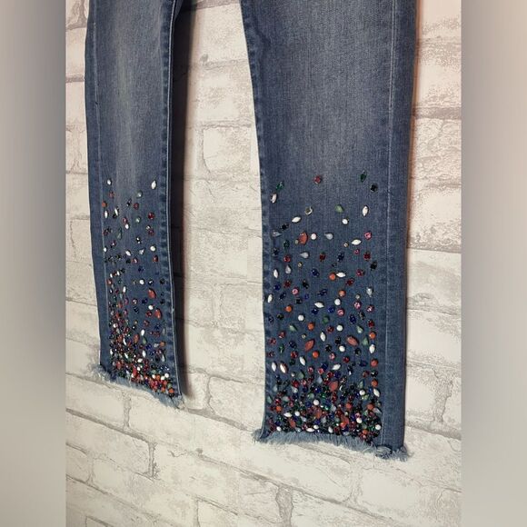 Anthropologie Pilcro and the Letterpress Slim Straight Cropped Jeweled Jeans - Picture 3 of 7